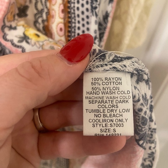 Kori patchwork boho lace bell sleeve dress size S - Picture 4 of 8